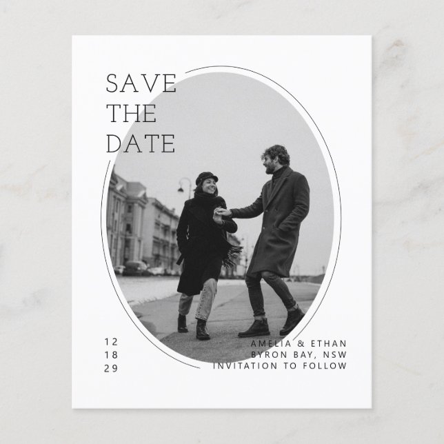 Minimalist modern arch photo wedding invitation flyer (Front)