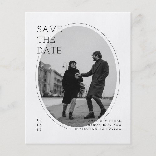 Minimalist modern arch photo wedding invitation flyer