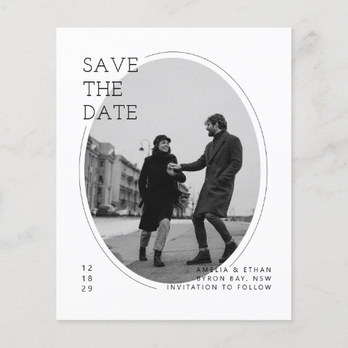 Minimalist modern arch photo wedding invitation flyer