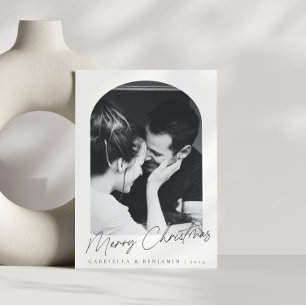 Minimalist Modern Arch Two Photo Christmas Letter Holiday Card