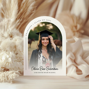 Minimalist Modern Arched Photo Graduation Invitation