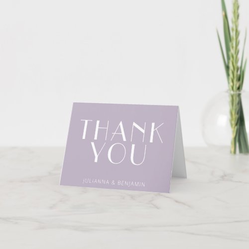 Minimalist Modern Art Deco Dusty Lilac Custom Name Thank You Card