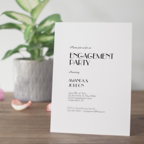 Minimalist Modern Art Deco Engagement Party Invitation