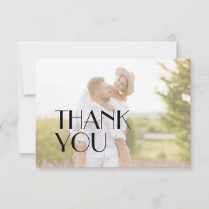 Minimalist Modern Art Deco Flat Photo Wedding Thank You Card
