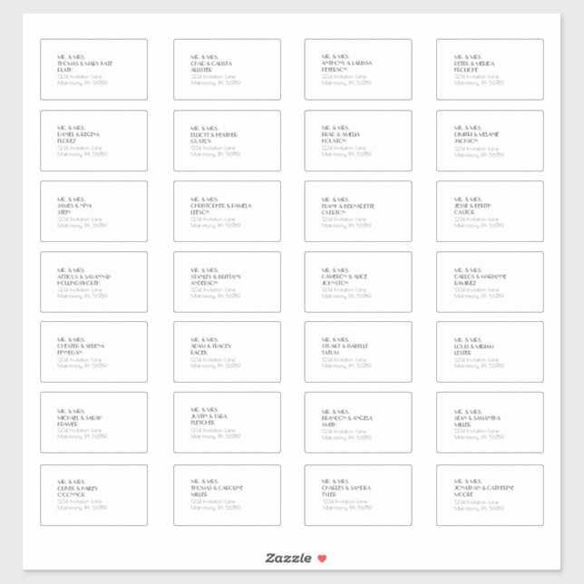 Minimalist Modern Art Deco Guest Address Label (Sheet)