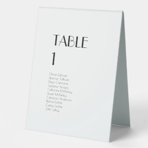 Minimalist Modern Art Deco guests table tent sign