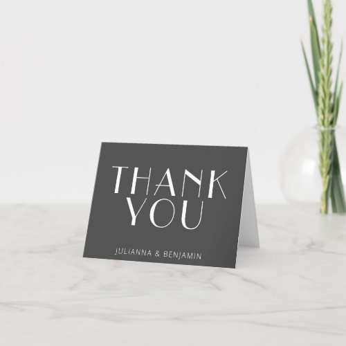 Minimalist Modern Art Deco Personalized Black Thank You Card