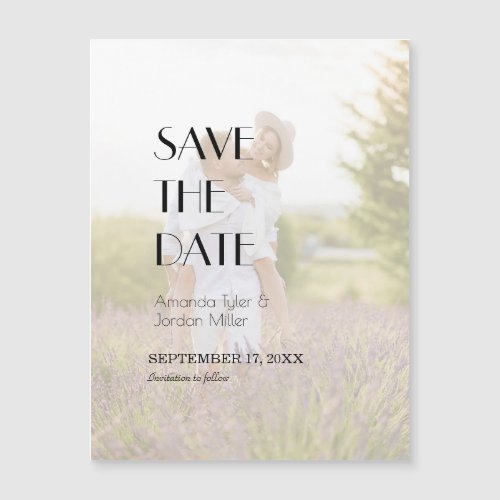 Minimalist Modern Art Deco Photo Save the Date Magnetic Invitation