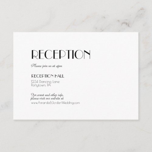 Minimalist Modern Art Deco Reception Details Enclosure Card