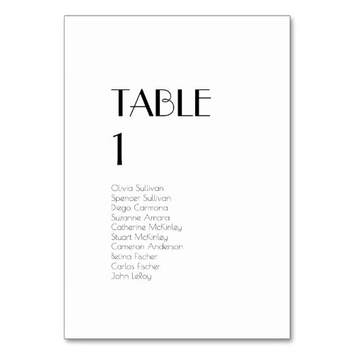 Minimalist Modern Art Deco Table Number Guests
