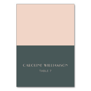 Minimalist Modern Art Deco Teal Blush Place Card