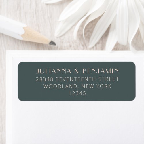 Minimalist Modern Art Deco Teal Return Address Label