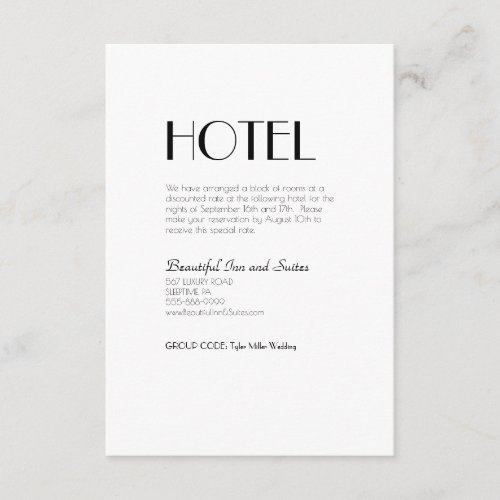Minimalist Modern Art Deco Wedding Accommodation Enclosure Card