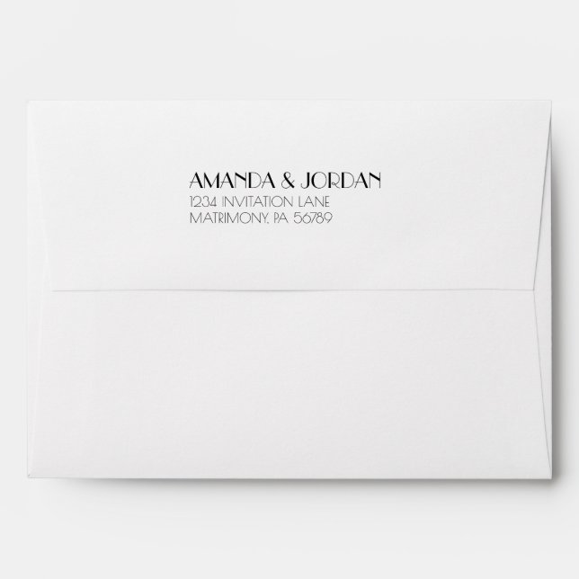 Minimalist Modern Art Deco Wedding Invitation Envelope (Back (Top Flap))