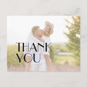 Minimalist Modern Art Deco Wedding Photo Thank You Postcard