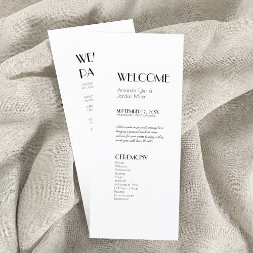 Minimalist Modern Art Deco Wedding Program