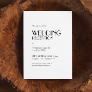 Minimalist Modern Art Deco Wedding Reception Invitation