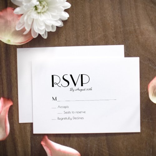 Minimalist Modern Art Deco Wedding RSVP Card