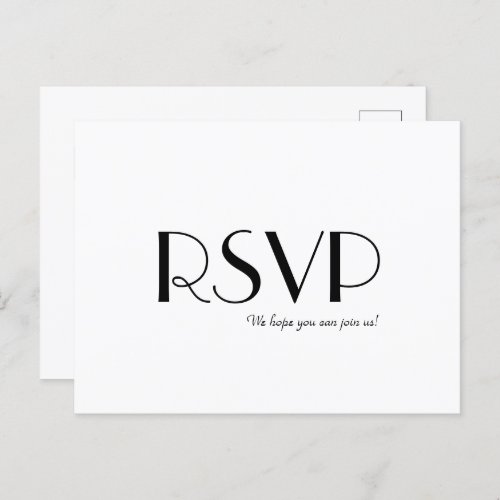 Minimalist Modern Art Deco Wedding RSVP Postcard