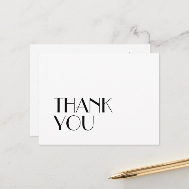 Minimalist Modern Art Deco Wedding Thank You Postcard (Front/Back In Situ)