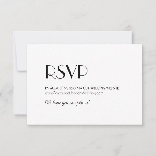 Minimalist Modern Art Deco Wedding Website RSVP Card