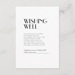 Minimalist Modern Art Deco Wedding Wishing Well Enclosure Card