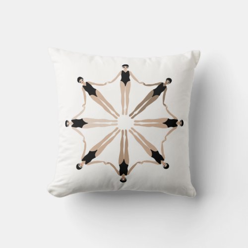 Minimalist Modern Artistic Synchronized Swimmers Throw Pillow