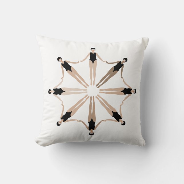Minimalist Modern Artistic Synchronized Swimmers Throw Pillow (Front)