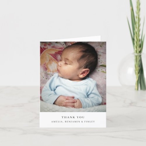 Minimalist Modern Baby Photo Folded Blank Thank You Card