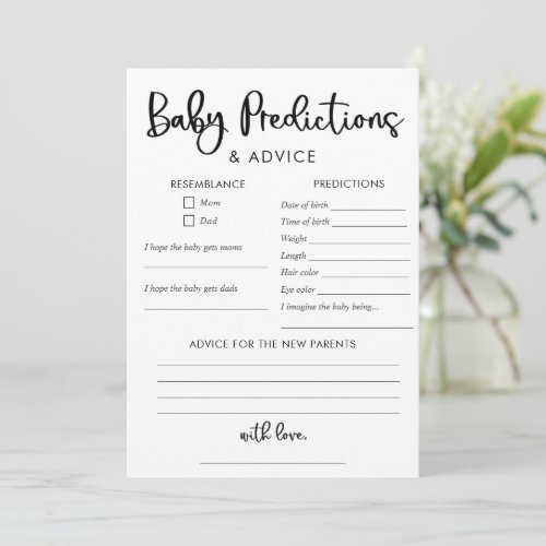 Minimalist modern Baby predictions advice card