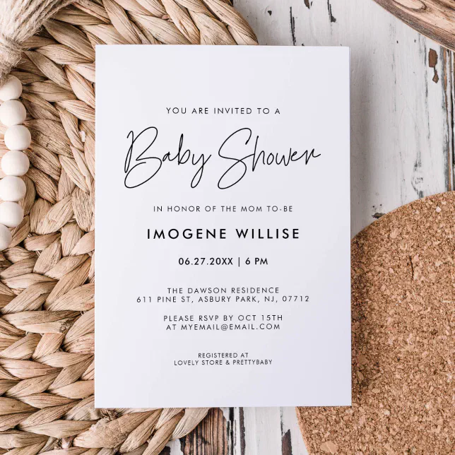 Minimalist modern Baby shower Invitation | Zazzle