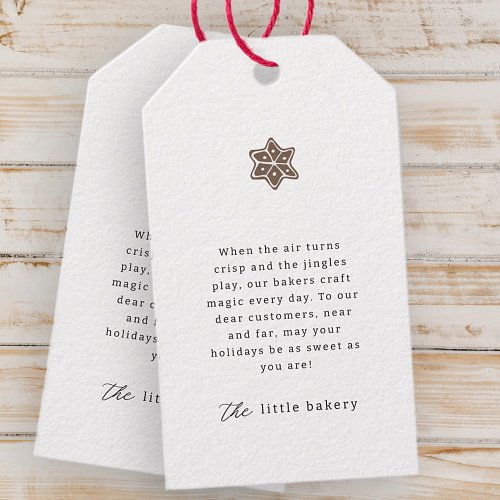 Minimalist Modern Bakery Holiday Thank You Gift Tags
