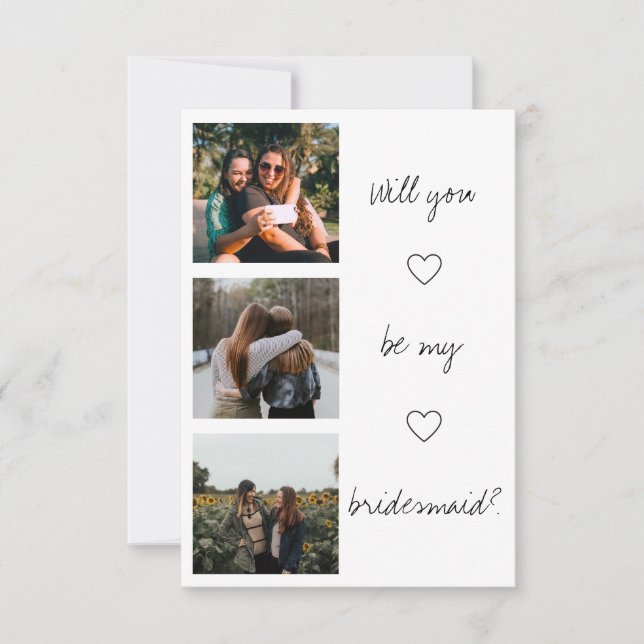 Minimalist modern be my bridesmaid proposal photo (Front)