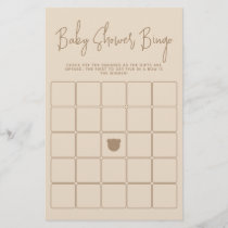 Minimalist modern bear Baby Shower Bingo Game