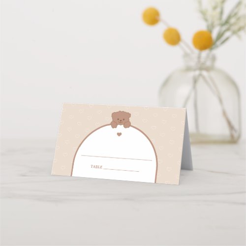 Minimalist Modern Bear Baby Shower Place Card