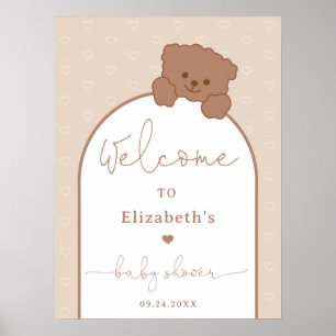 Minimalist Modern Bearly Wait Neutral Baby Shower Poster
