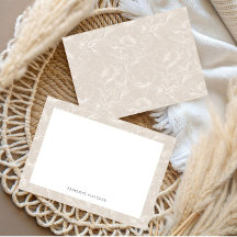 Minimalist Modern Beige Border Botanical Line Art