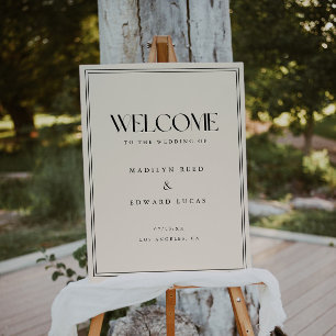 Minimalist Modern Beige Cream Wedding Welcome Foam Board