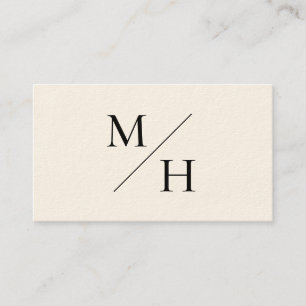 Minimalist Modern Beige Diagonal Initials Monogram Business Card