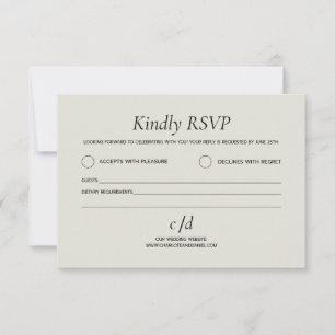 Minimalist modern beige wedding RSVP card