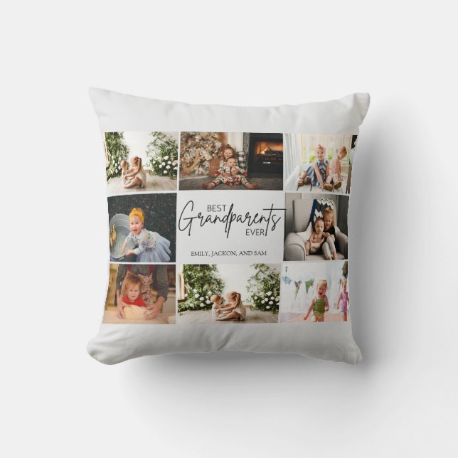 Minimalist Modern Best Grandparents Ever 8 Photo  Throw Pillow (Front)