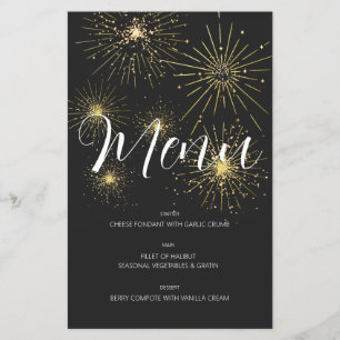 Minimalist Modern Black and Gold Party Menu