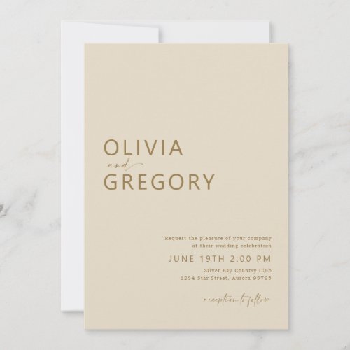 Minimalist Modern Black and Whit Wedding Invitatio Invitation