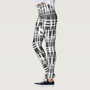 Minimalist Modern Black and White Abstract art Leggings
