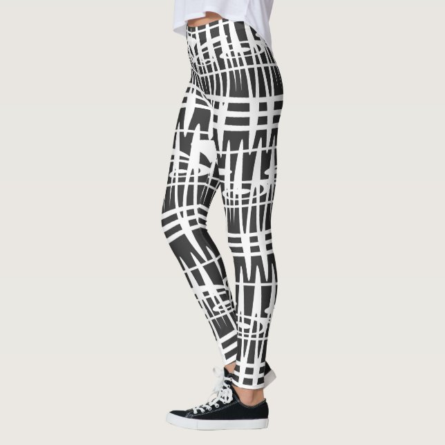 Minimalist Modern Black and White Abstract art Leggings (Left)