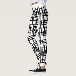Minimalist Modern Black and White Abstract art Leggings