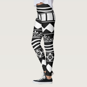 Minimalist Modern Black and White Abstract art Leggings