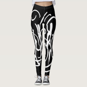 Minimalist Modern Black and White Abstract art Leggings