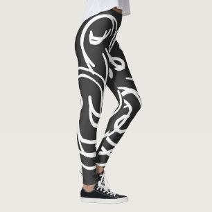 Minimalist Modern Black and White Abstract art Leggings
