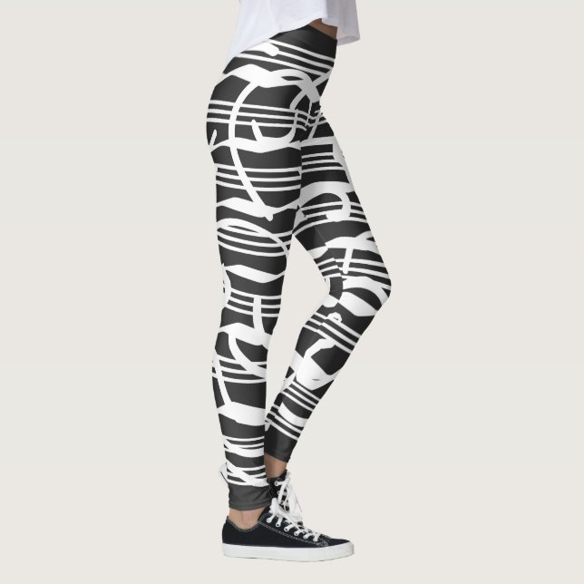 Minimalist Modern Black and White Abstract art Leggings (Right)